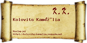 Kolovits Kamélia névjegykártya